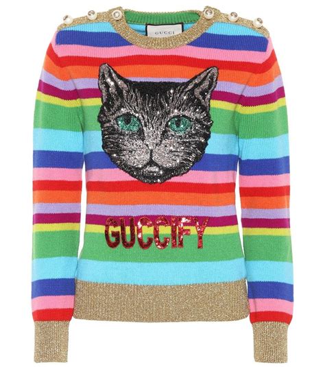 gucci rainbow cat sweater knockoff|Gucci sweatshirts for women.